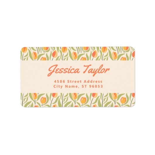 Groovy Retro Tulp Bloem Retouradres Etiket (Voorkant)