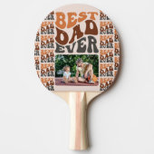 Groovy Retro Typografie Beste vader ooit Foto Tafeltennisbatje (Voorkant)