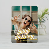 Groovy Retro Typografie met goud Folie Feestdagenkaart (Staand Voorkant)