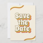 Groovy Retro Typografie & Regenboog Strepen 60s 70 Save The Date (Voorkant)