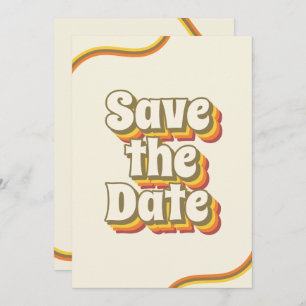 Groovy Retro Typografie & Regenboogstripes 60-70-j Save The Date