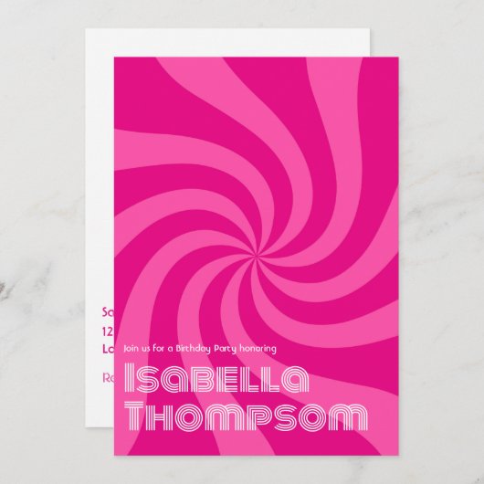 Groovy Retro Typografie Verjaardagsfeest Kaart (Voorkant / Achterkant)