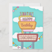 Groovy Retro Verjaardag Kaart Teken (Voorkant)