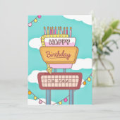 Groovy Retro Verjaardag Kaart Teken (Staand voorkant)