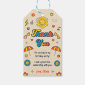 Groovy Retro Verjaardagsfeestje Bedankt Cadeau Lab Cadeaulabel (Achterkant)