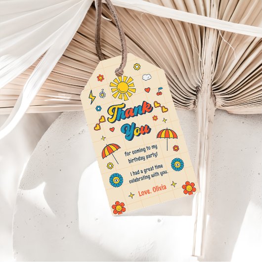 Groovy Retro Verjaardagsfeestje Bedankt Cadeau Lab Cadeaulabel