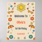 Groovy Retro Verjaardagsfeestje Welkomstbord Poster (Voorkant)