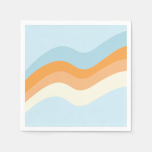 Groovy Retro Vibes Blauw Oranje Servet