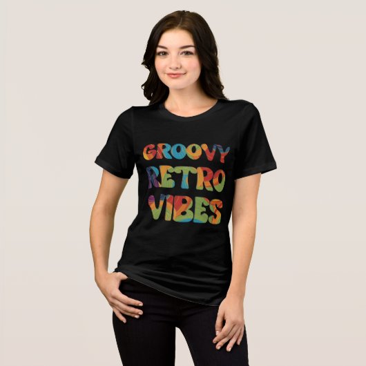 Groovy Retro Vibes Boho 70s-geïnspireerde Cool Tri-Blend Shirt (Voorkant volledig)