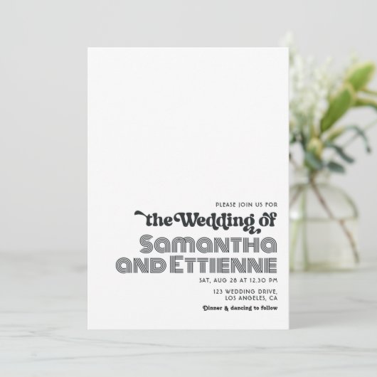 Groovy Retro Vibes bruiloft Kaart (Staand voorkant)