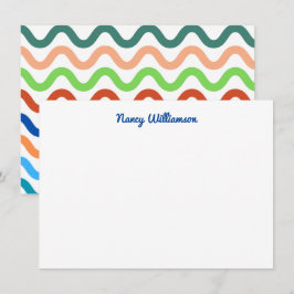Groovy Retro Vibes Colorful Wavy Add Name Notitiekaartje