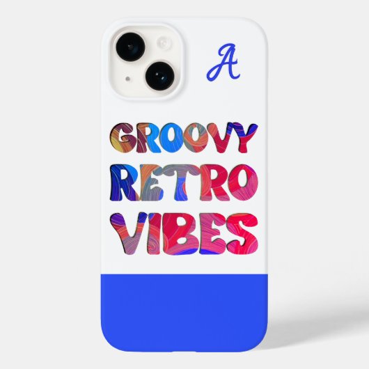 Groovy Retro Vibes Kleurrijke Cool Monogrammed Case-Mate iPhone Case (Achterkant)