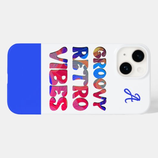 Groovy Retro Vibes Kleurrijke Cool Monogrammed Case-Mate iPhone Case (Achterkant (horizontaal))