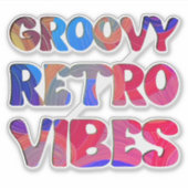 Groovy Retro Vibes Kleurrijke Hippie Chic Cool Sticker (Voorkant)