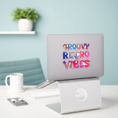 Groovy Retro Vibes Kleurrijke Hippie Chic Cool Sticker (Laptop op bureau)