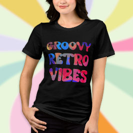 Groovy Retro Vibes Kleurrijke jaren 70 esthetische Tri-Blend Shirt