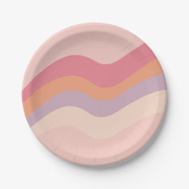 Groovy Retro Vibes roze golvende papieren borden Bordje