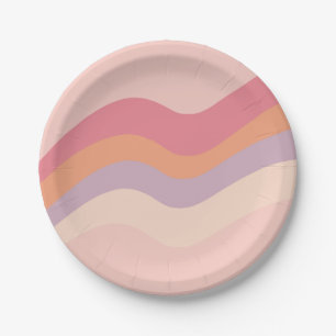 Groovy Retro Vibes roze golvende papieren borden Bordje