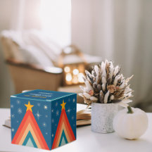 Groovy Retro Vintage Blauwe Boom Kerstfeest