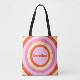Groovy Retro Vintage Zeventig Laag Cirkel Naam Tote Bag