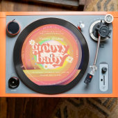 Groovy Retro Vinyl Record Baby shower Kaart