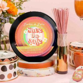 groovy Retro Vinyl Record opslaan van de datum Uit Kaart