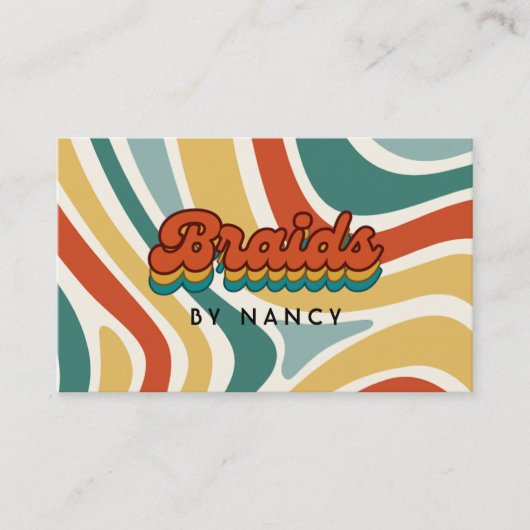 Groovy Retro vlechten Visitekaartje (Voorkant)