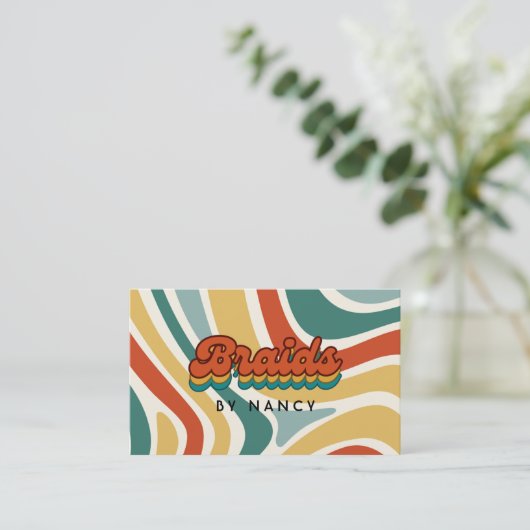 Groovy Retro vlechten Visitekaartje (Staand voorkant)