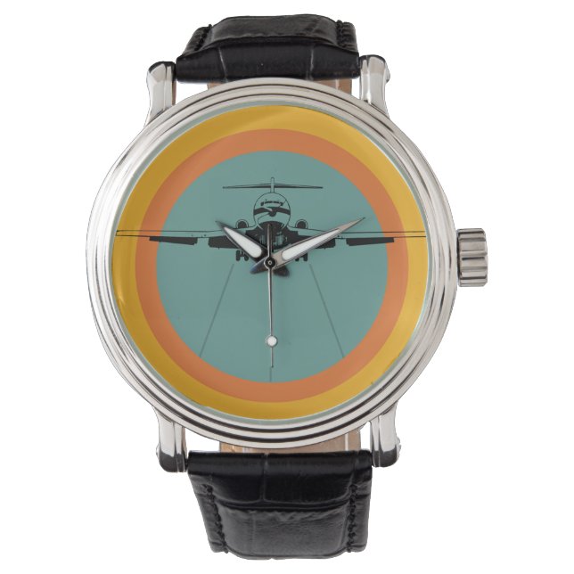 Groovy Retro-vliegtuigstraal Horloge (Voorkant)