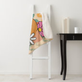 Groovy Retro Vredesteken Bloem Regenboog Sherpa Deken (In situ)