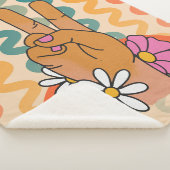 Groovy Retro Vredesteken Bloem Regenboog Sherpa Deken (3/4)