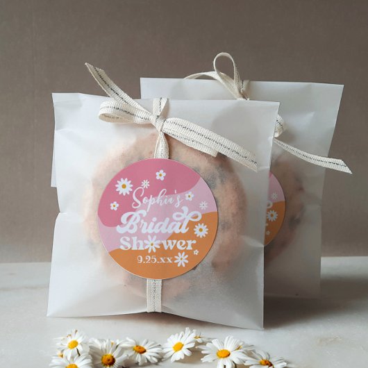 Groovy Retro Vrijgezellenfeest Hippie Favor Ronde Sticker