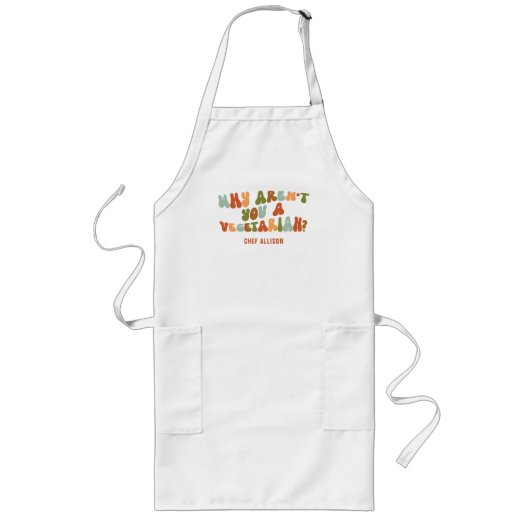 Groovy Retro Waarom ben je geen vegetariër? Lang Schort (Voorkant)