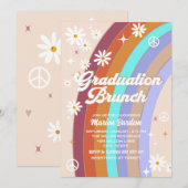 Groovy retro watercolor afstudeer brunch kaart (Voorkant / Achterkant)