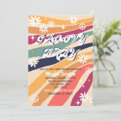 Groovy retro waterverf baby shower uitnodiging (Staand voorkant)