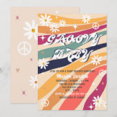 Groovy retro waterverf baby shower uitnodiging (Voorkant / Achterkant)