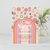 Groovy retro waterverf één baby viert kaart (Staand voorkant)