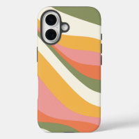 Groovy Retro Wave Lines in Green Yellow en Roze
