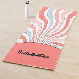 Groovy Retro Waves in Pastel Colors Yogamat