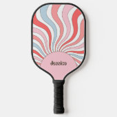 Groovy Retro Waves in pastelkleuren Pickleball Paddle (Voorkant)