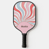 Groovy Retro Waves in pastelkleuren Pickleball Paddle (Achterkant)