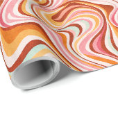 Groovy Retro Waves - Warme psychedelische wervelin Cadeaupapier (Rol Hoek)