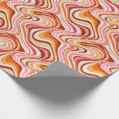 Groovy Retro Waves - Warme psychedelische wervelin Cadeaupapier (Hoek)