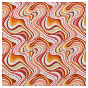 Groovy Retro Waves - Warme psychedelische wervelin Stof