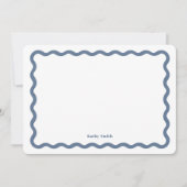 Groovy Retro Wavy Blue Gepersonaliseerd briefpapie Notitiekaartje (Voorkant)