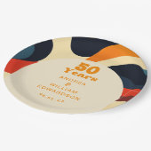 Groovy Retro Wavy Boho 50ste bruiloft Jubileum Papieren Bordje (Gekanteld)