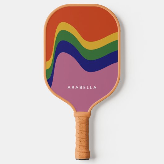 Groovy Retro Wavy Lines Pickleball Paddle (Voorkant)
