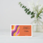 Groovy Retro Wavy Lines Social Media QR-code Visitekaartje (Staand voorkant)