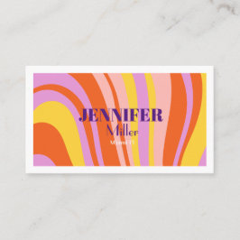 Groovy Retro Wavy Lines Social Media QR-code Visitekaartje