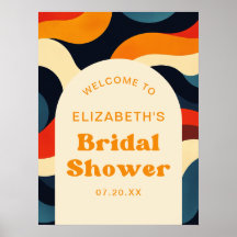 Groovy Retro Wavy Vrijgezellenfeest Welkomstbord